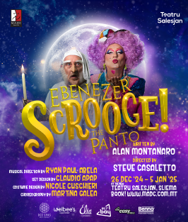 Ebenezer Scrooge!  The Panto malta, Productions malta, Upcoming Productions malta, drama malta, theatre malta, panto malta, malta amateur dramatics club malta